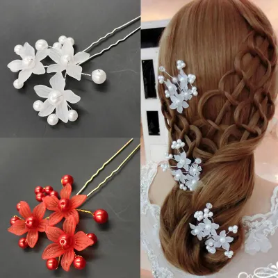 2Pc Elegant Beautiful Flower Pearl Hairpin