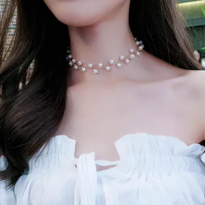 Elegant pearl choker necklace (1 pc)