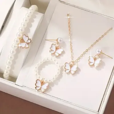 Elegant Sweet Butterfly-Pearl Jewelry Set