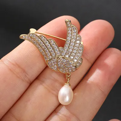 Angel Wing Crystal Rhinestone Brooch Pin