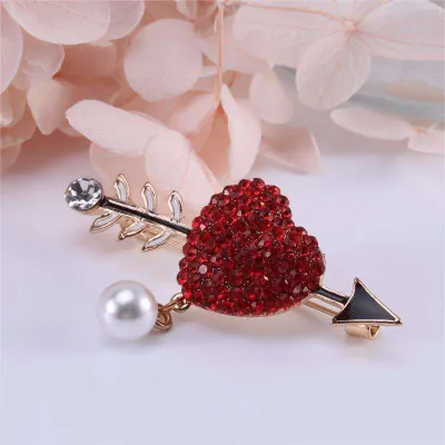 Arrow Heart Shape Pearl Hijab Pin (1 Pc)