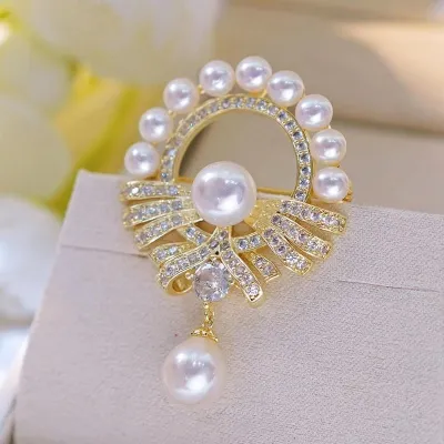 Pearl Brooch Bowknot Hijab Pin