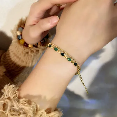 Double Layer Green Oil Dropping Bracelet 