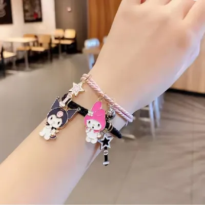 Cute Cartoon Magnet Couples Bracelet 2pcs 