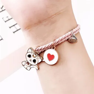 Black & White Cat Magnetic Couple Bracelet (1 pair)