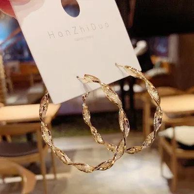 Golden Round Shape Big Earring (1 pair) 