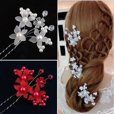 Elegant Pearl Flower Bridal Hair Pin (2 pc)
