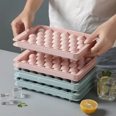 Round Ball with Lid Household Plastic Ice Cube Mold Ice Box