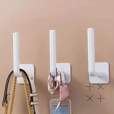 Multi-Purpose Bathroom Towel Clothes Handbag Key Hanger Self Adhesive Hooks Home Storage Rack (2 pc)