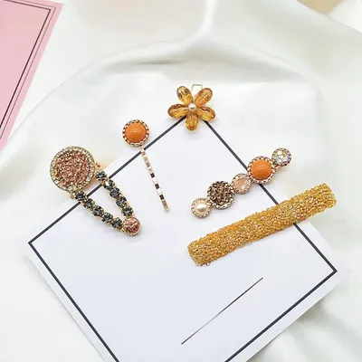Sweet Pearl & Rhinestone Hair Clips (5 pcs)