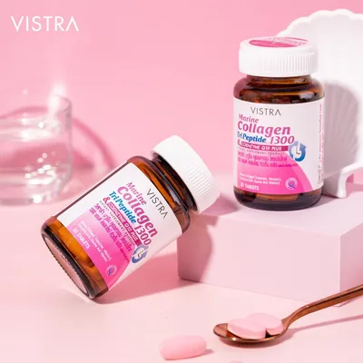Vistra Marine Collagen TriPeptide 1300 & Coenzyme Q10 Plus Supplements 30 Tablets