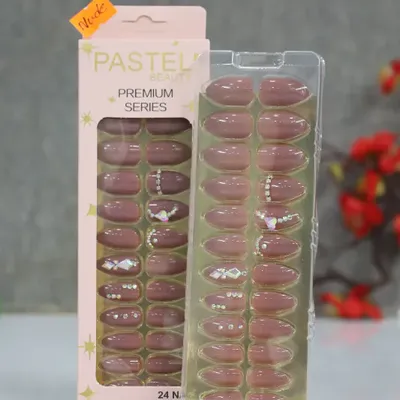 Pastel Beauty False Nails Stone Nude-24pcs