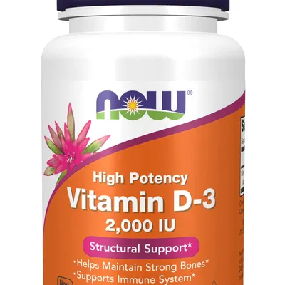 Now High Potency Vitamin D3 Bone & Immune Health 2000 IU 120 Softgels