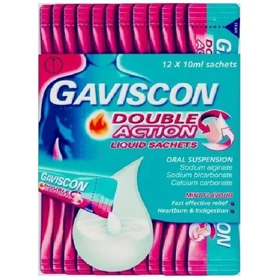 Gaviscon Double Action Liquid Sachets 12 X 10ml Mint Flavor