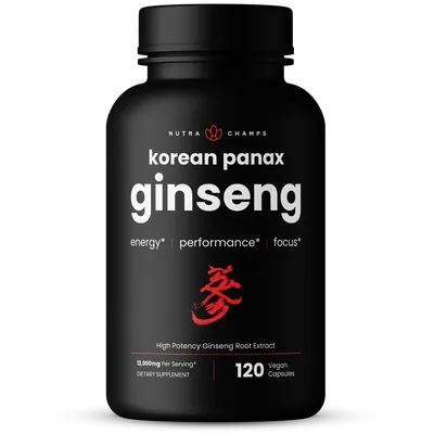 NutraChamps Korean Panax Ginseng - 12000 mg  (120 Vegan Capsules)