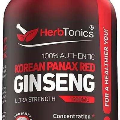 Herbtonics Korean Red Panax Ginseng 1500mg, 120 Capsules
