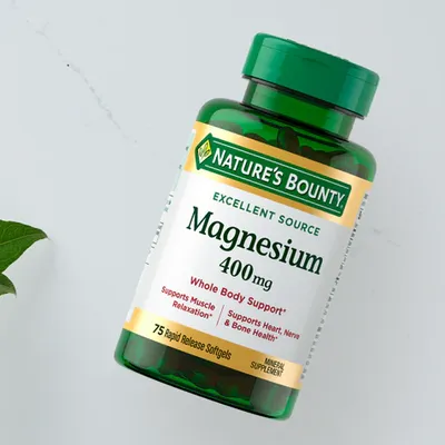 Nature's Bounty Magnesium 400 mg Softgel, Whole Body Support 75 Softgels