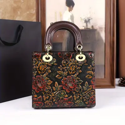 Retro Hand-carved square Handbags