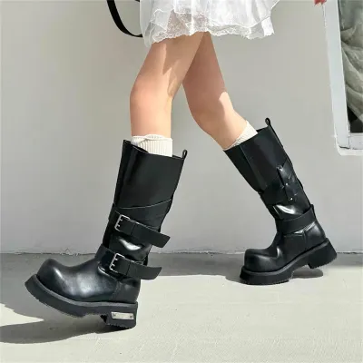 Women's Long Boots Double Straps