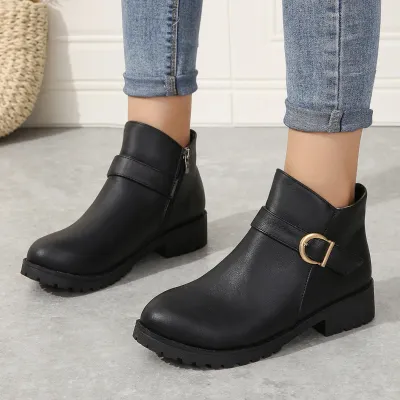 Women's Boots Round Toe Side Zipper
