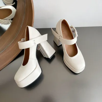  High Heels Square Toe Pumps