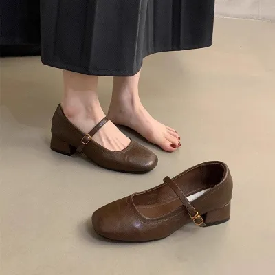 Single Thick Heel Korean Version