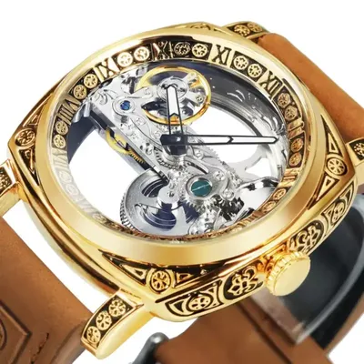 Forsining Square Transparent Skeleton Automatic Watch 