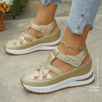 Women White Casual Wedge Sandals