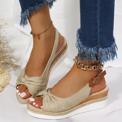 Ties Wedge High Heel Sandals