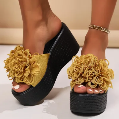 Women's Red Flower Heeled Sandals 