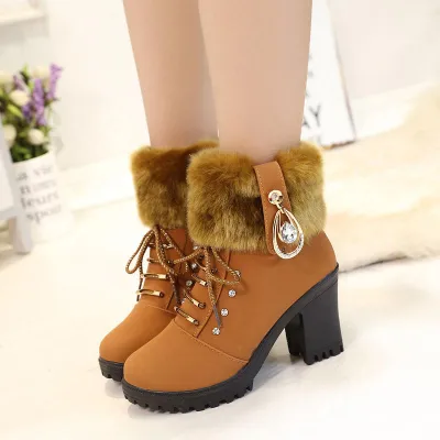 Embellished Furry Cuff Ankle Boots