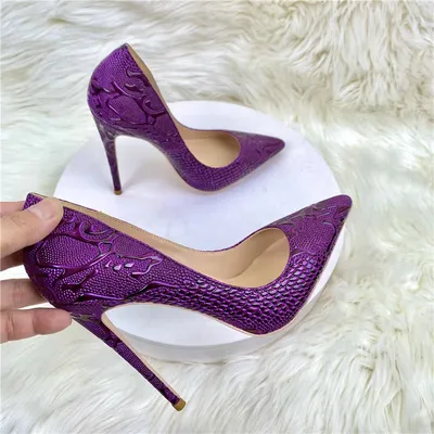 Purple Snakeskin Pattern Pumps for Women 