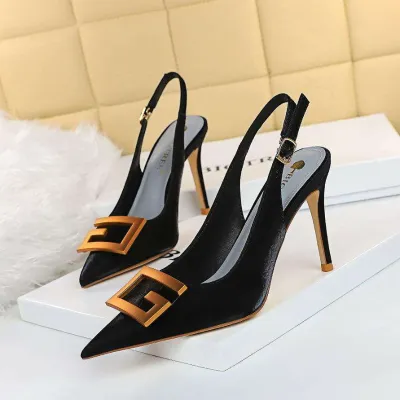  Fashionable Metal Buckle High Heels