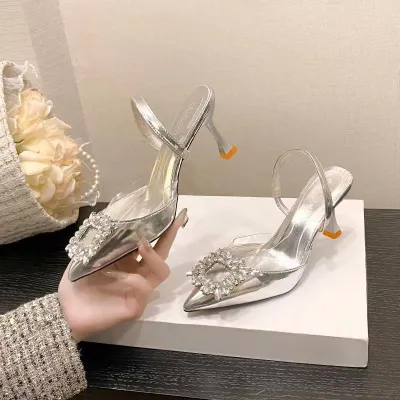 Pointy Square Thin Sandals 