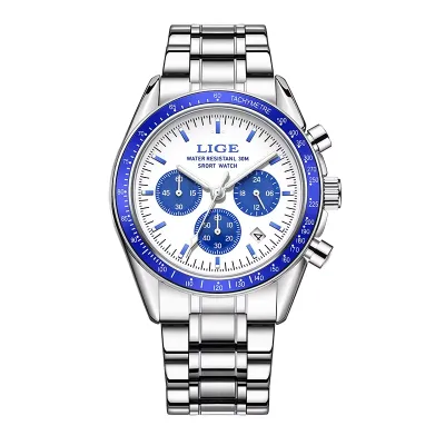 LIGE Fashion Luxury Quartz Man Watch 