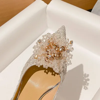 White Glitter Glamorous Point Sandal