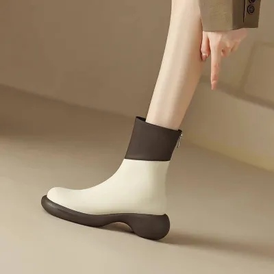 Winter New Soft Leather Retro Muffin Boots