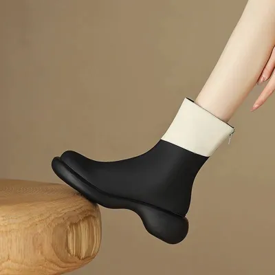 Winter New Soft Leather Retro Muffin Boots