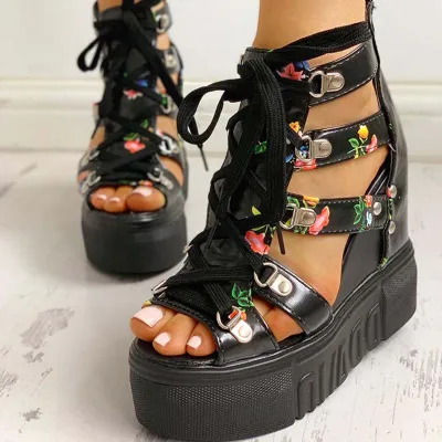  Casual Ethnic Open Toe Wedge Sandals