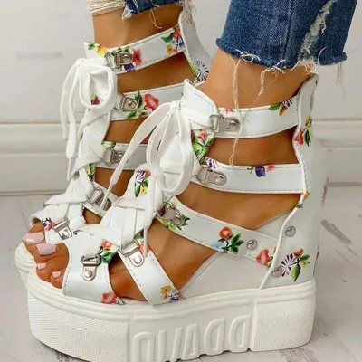  Casual Ethnic Open Toe Wedge Sandals