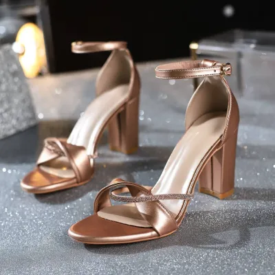 Gold Leather Sandals For Women