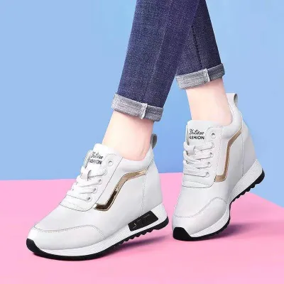 Women's Height-Increasing Leather Sneakers 