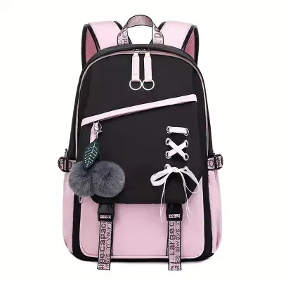 Unisex Zipper Closure School Backpack 