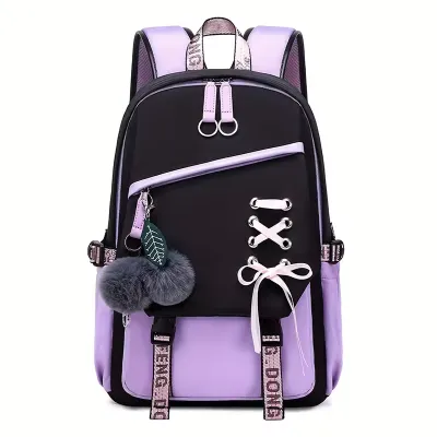 Unisex Zipper Closure School Backpack 