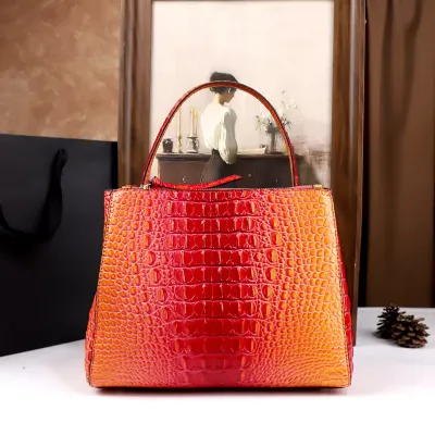  crocodile-patterned colorful handbag