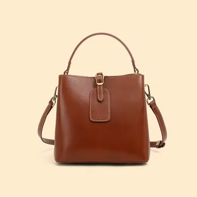 Crossbody Label Bucket Tote Bag