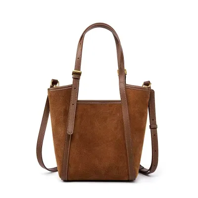 Womens Leather Suede Genuine Tote Bag