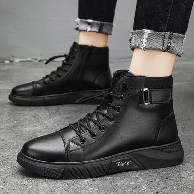 Men's Black Plus Size Short Boots
