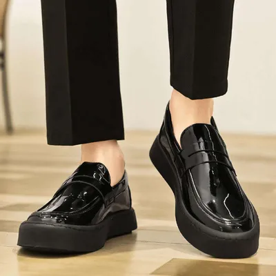 Mens Black PU Leather Shoes