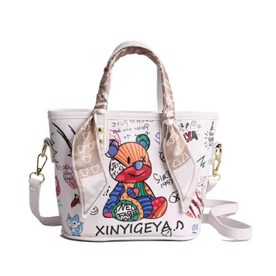 Women's Crossbody Bag with Graffiti Bear